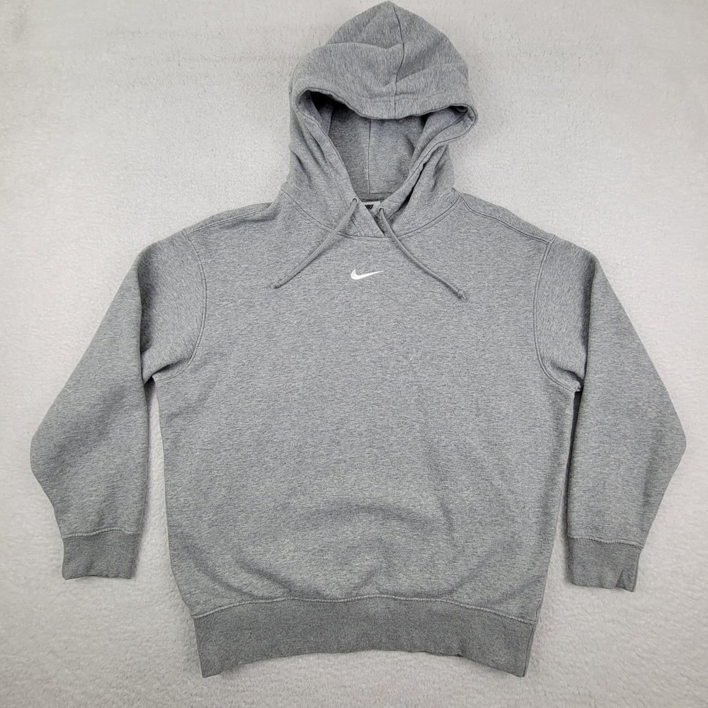 Nike Hoodie Womens XS Over Oversized Gray Pullover‎ Sweatshirt Swoosh DJ7668-063